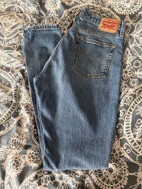 Levi's Straight Leg Blue Denim Jeans with Back Pocket Patch